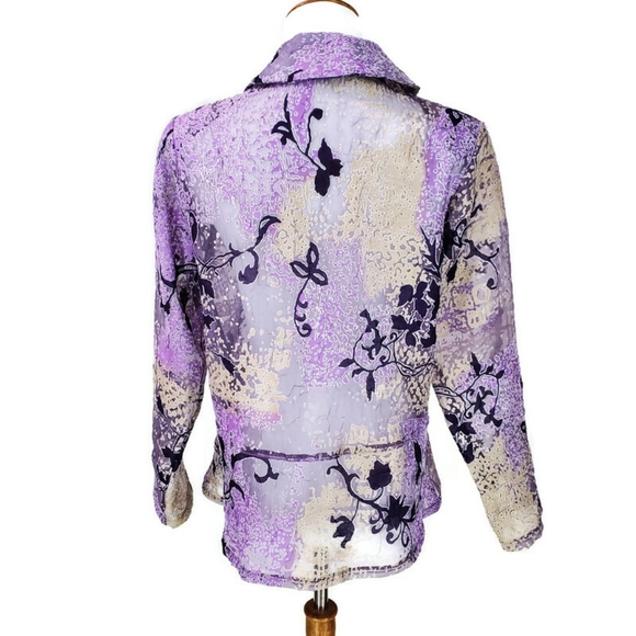 Trisha Tyler Top Blazer Jacket 3D Art To Wear Sheer Boho Cottagecore Quirky Sz S - Picture 3 of 13